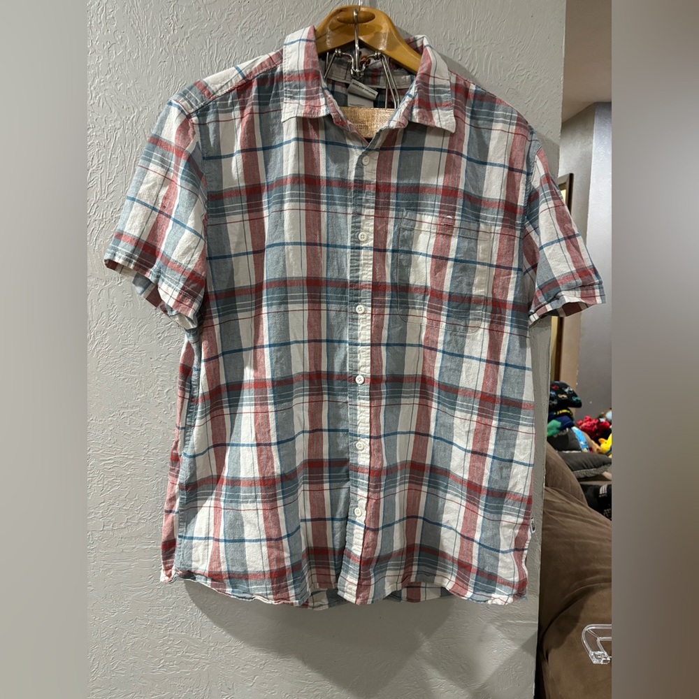 The North Face Short Sleeve Casual Button Up Flannel Shirt Mens size XL
